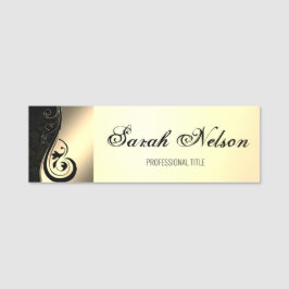 Elegant Chic Stylish Swirls Damask Naamplaatje