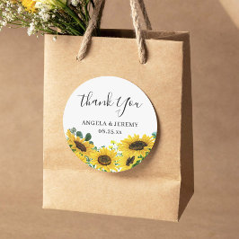 Elegant Chic Sunflower Eucalyptus Hartelijk dank Ronde Sticker