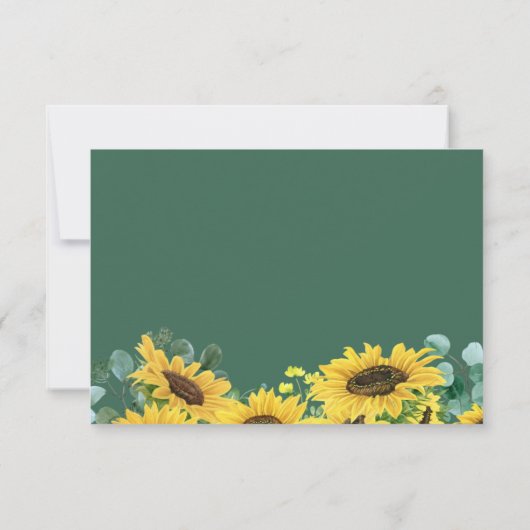 Elegant Chic Sunflower Eucalyptus Leaves Wedding RSVP Kaartje (Achterkant)