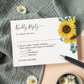Elegant Chic Sunflower Eucalyptus Leaves Wedding RSVP Kaartje