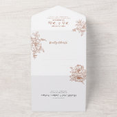 Elegant Chic Terracotta Copper Floral RSVP Wedding All In One Uitnodiging (Buitenkant)