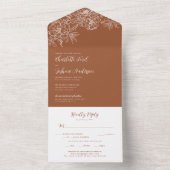 Elegant Chic Terracotta Copper Floral RSVP Wedding All In One Uitnodiging (Binnen)