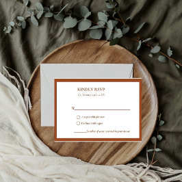 Elegant & Chic Terracotta Verbrand Sinaasappel bru RSVP Kaartje