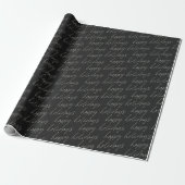 Elegant Chic Text Black Minimalist Prettige feestd Cadeaupapier (Uitgerold)
