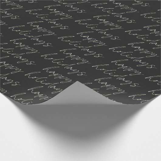 Elegant Chic Text Black Minimalist Prettige feestd Cadeaupapier (Hoek)