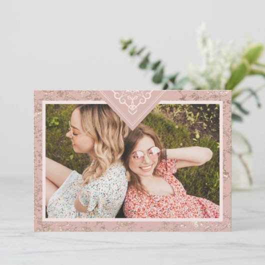 Elegant Chic Texture in Pink Bridesmaid Proposal (Staand voorkant)