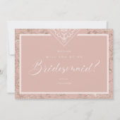 Elegant Chic Texture in Pink Bridesmaid Proposal (Achterkant)