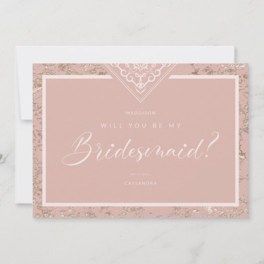 Elegant Chic Texture in Pink Bridesmaid Proposal (Achterkant)