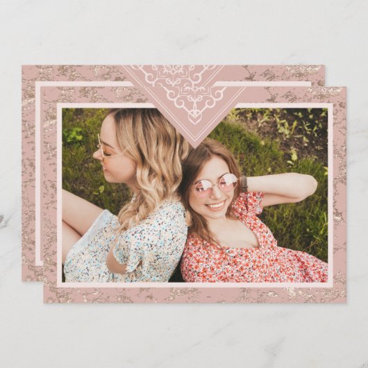 Elegant Chic Texture in Pink Bridesmaid Proposal (Voorkant / Achterkant)