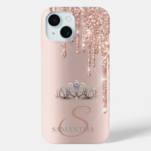 Elegant Chic Tiara Roos Gold Glitter Drivers iPhone 15 Case