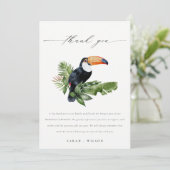 Elegant Chic Tropical Rainforest Toucan Wedding Bedankkaart (Staand voorkant)