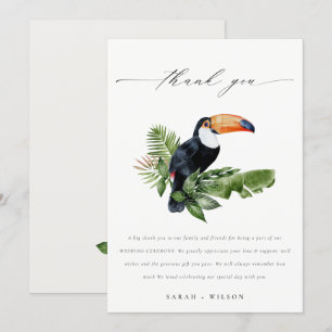 Elegant Chic Tropical Rainforest Toucan Wedding Bedankkaart