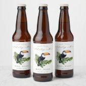 Elegant Chic Tropical Rainforest Toucan Wedding Bier Etiket (Flessen)