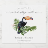 Elegant Chic Tropical Rainforest Toucan Wedding Bier Etiket (Enkel label)