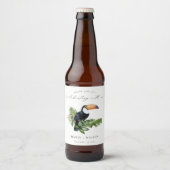 Elegant Chic Tropical Rainforest Toucan Wedding Bier Etiket (Voorkant)