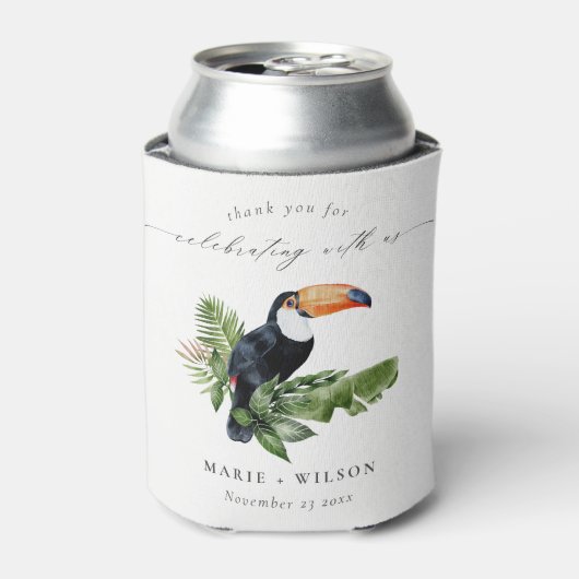 Elegant Chic Tropical Rainforest Toucan Wedding Blikjeskoeler (Blikje Voorkant)