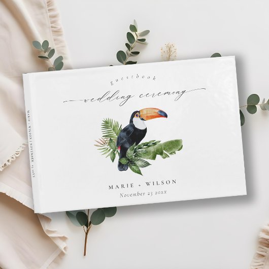 Elegant Chic Tropical Rainforest Toucan Wedding Gastenboek