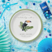 Elegant Chic Tropical Rainforest Toucan Wedding Papieren Bordje (Feest)