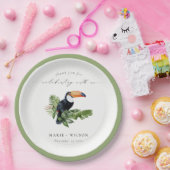 Elegant Chic Tropical Rainforest Toucan Wedding Papieren Bordje (Feest)
