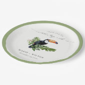 Elegant Chic Tropical Rainforest Toucan Wedding Papieren Bordje (Gekanteld)