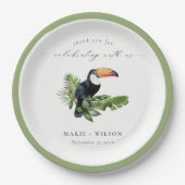 Elegant Chic Tropical Rainforest Toucan Wedding Papieren Bordje (Voorkant)
