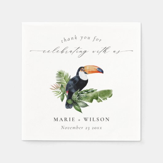 Elegant Chic Tropical Rainforest Toucan Wedding Servet (Voorkant)