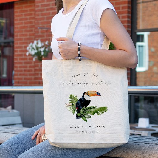 Elegant Chic Tropical Rainforest Toucan Wedding Tote Bag