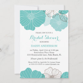 Elegant Chic Turquoise Green Floral Vrijgezellenfe Kaart