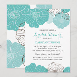 Elegant Chic Turquoise Green Floral Vrijgezellenfe Kaart