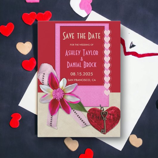 Elegant Chic  Valentijn Red Romantic Wedding Save The Date