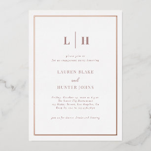 Elegant Chic Verloving Celebration Roos Gold Folie Uitnodiging