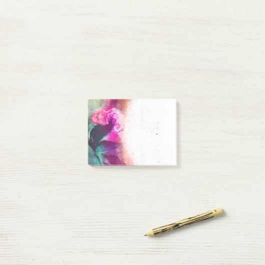 Elegant Chic Vibrant Pink Floral Black Foliage Post-it® Notes (Op bureau)