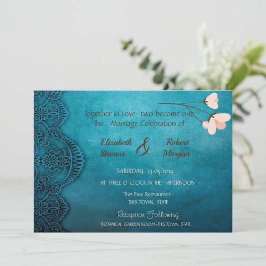 Elegant Chic Vintage Wedding Uitnodiging (Staand voorkant)