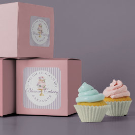 Elegant Chic Violet Waterverf Floral Cake Bakery Ronde Sticker