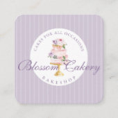 Elegant Chic Violet Waterverf Floral Cake Bakery Vierkante Visitekaartje (Voorkant)