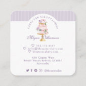 Elegant Chic Violet Waterverf Floral Cake Bakery Vierkante Visitekaartje (Achterkant)