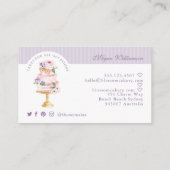 Elegant Chic Violet Waterverf Floral Cake Bakery Visitekaartje (Achterkant)