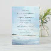 Elegant Chic Waterverf Beach All in One Wedding Kaart (Staand voorkant)