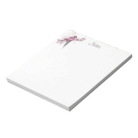 Elegant Chic Waterverf Birds Pink Gold Floral Notitieblok (Linkerzijde)