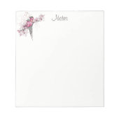 Elegant Chic Waterverf Birds Pink Gold Floral Notitieblok (Voorkant)