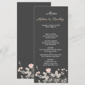 Elegant chic waterverf bloemen bruiloftsmenu programmakaart (Voorkant / Achterkant)