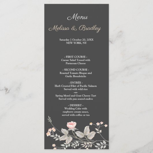 Elegant chic waterverf bloemen bruiloftsmenu programmakaart (Voorkant)