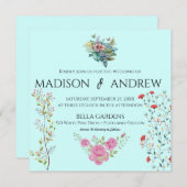 Elegant Chic Waterverf Blue Floral Kaart (Voorkant / Achterkant)