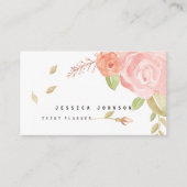Elegant Chic Waterverf Blush Pink & Peach Floral Visitekaartje (Voorkant)