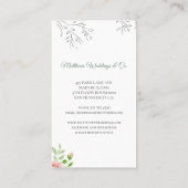 Elegant chic waterverf botanical bruiloft planner visitekaartje (Achterkant)