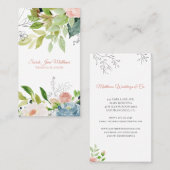 Elegant chic waterverf botanical bruiloft planner visitekaartje (Voorkant / Achterkant)