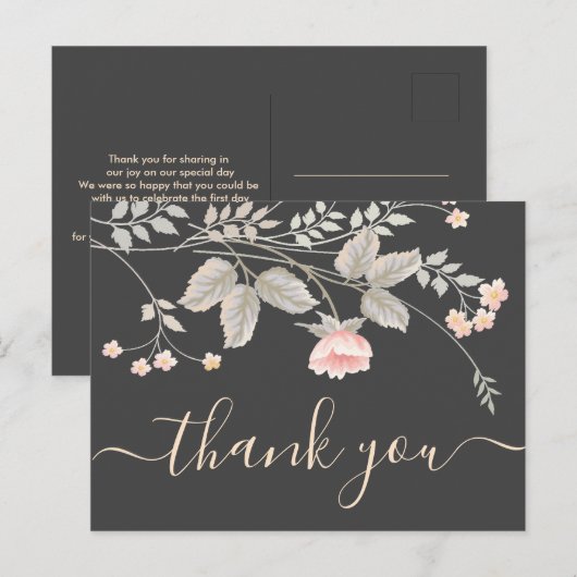 Elegant chic waterverf Floral bedankt je kaart (Voorkant / Achterkant)