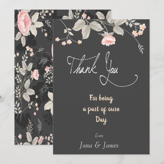 Elegant chic waterverf Floral bedankt je kaart (Voorkant / Achterkant)