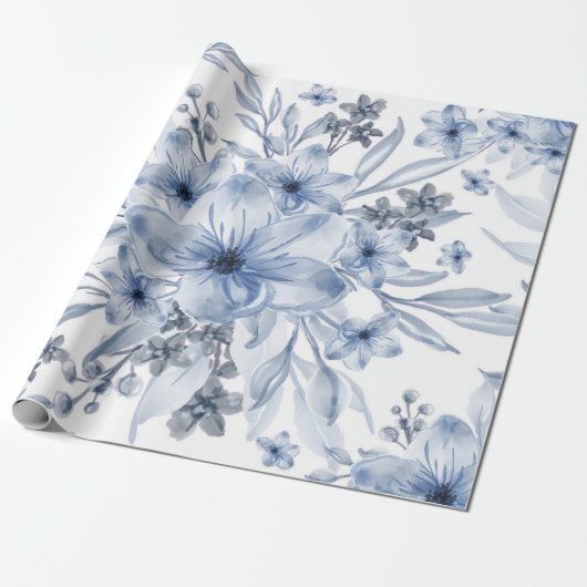 Elegant chic waterverf floral cadeaupapier (Uitgerold)