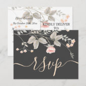 Elegant chic waterverf Floral RSVP Uitnodiging Briefkaart (Voorkant / Achterkant)